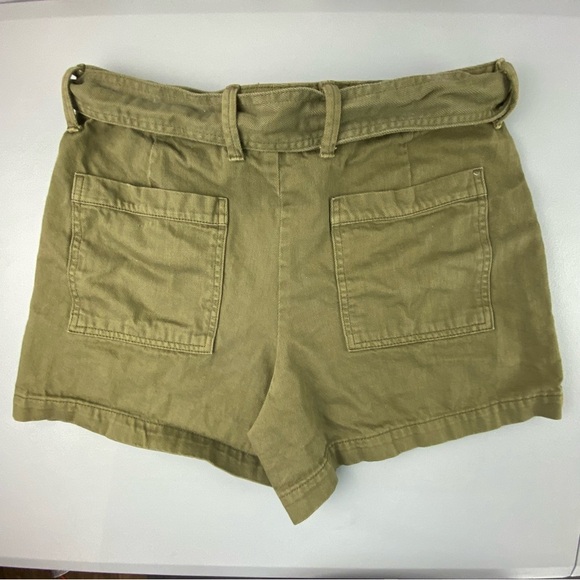 Banana Republic high belted waist olive drab green vegan cotton shorts wms sz 10 - Picture 12 of 14